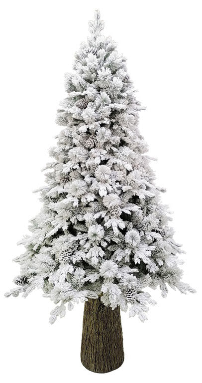 Albero di Natale Artificiale Innevato 240 cm 56 Rami con Pigne e Tronco Cedro Verde sconto