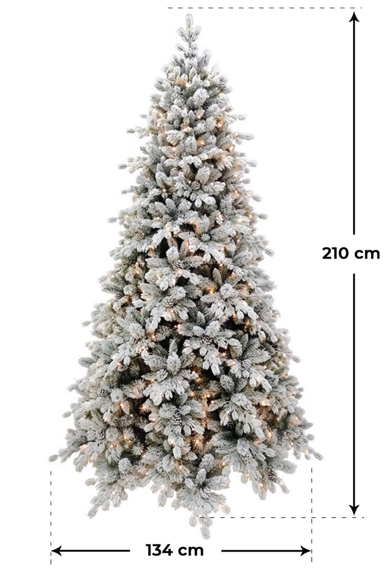 Albero di Natale Artificiale Innevato 210 cm 55 Rami 450 Luci LED Farnetto  del Gargano Verde – acquista su Giordano Shop