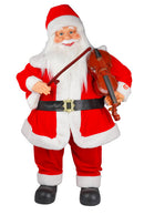 Pupazzo Babbo Natale H80 cm con Violino Luci e Suoni Rosso-1