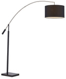 Lampada da Terra in Nickel Satinato e Metallo 60W E27 Marchesa Nera-1