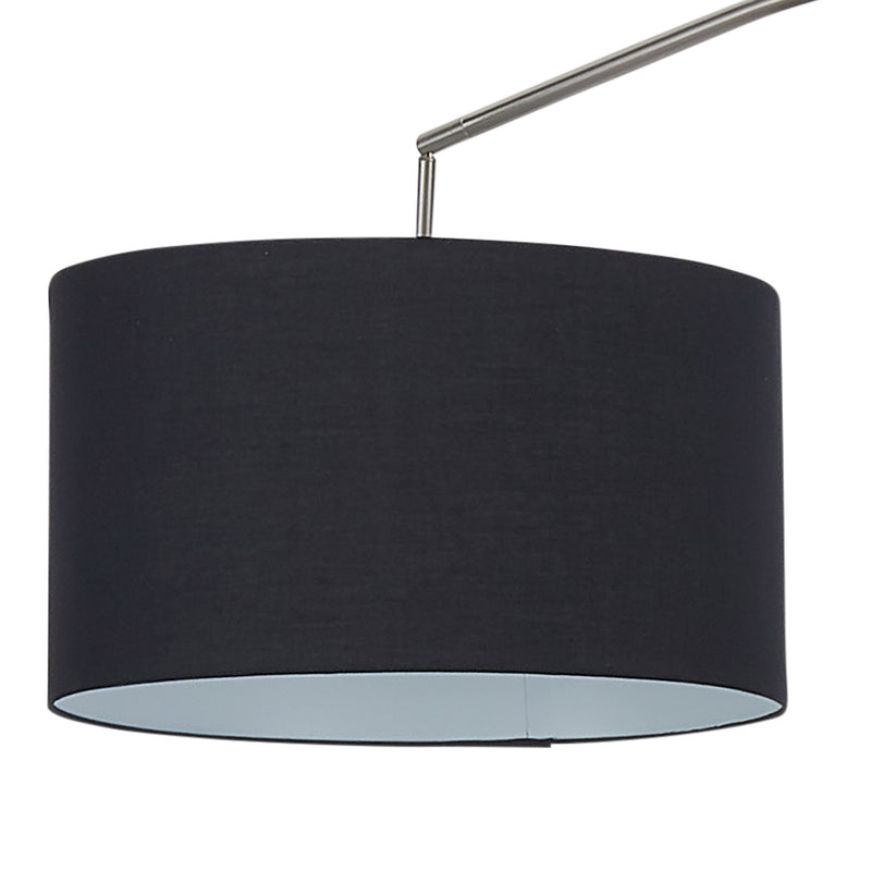 Lampada da Terra in Nickel Satinato e Metallo 60W E27 Marchesa Nera-2