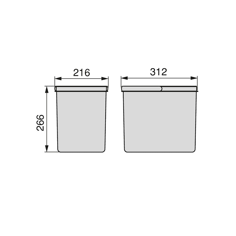 Pattumiera Differenziata 2 Contenitori per Cassettone 31,2x21,6 cm H26,6 cm  Emuca Grigio antracite – acquista su Giordano Shop