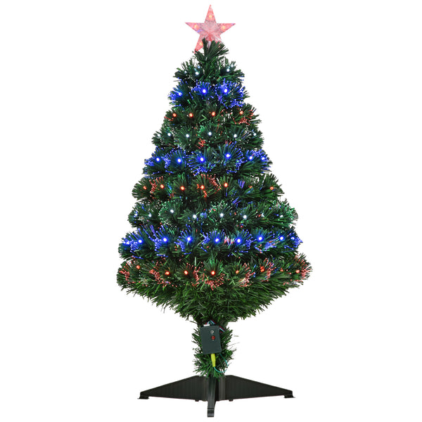 Albero di Natale Artificiale 90 cm 90 Rami con Luci LED e Fibre Ottiche Colorate Verde online