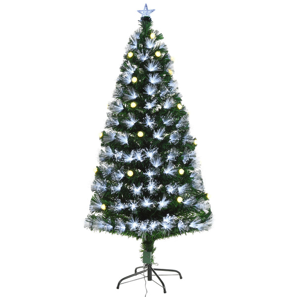 Albero di Natale Artificiale 120 cm 130 Rami con Luce LED Fibre Ottiche  Pino Verde sconto