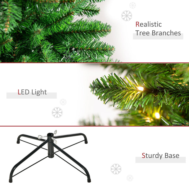 Albero di Natale Artificiale 225 cm 1146 Rami 450 Luci LED Bianche Verde-7