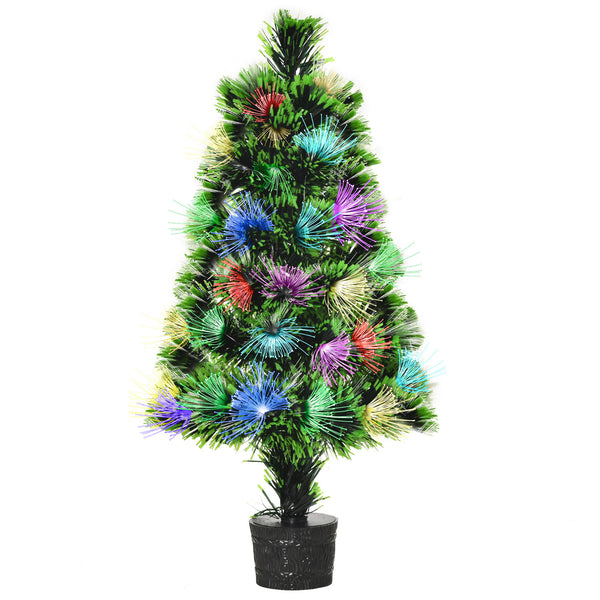 sconto Mini Albero di Natale Artificiale 55 cm 40 Rami 40 Luci Fibre Ottiche Colorate Verde