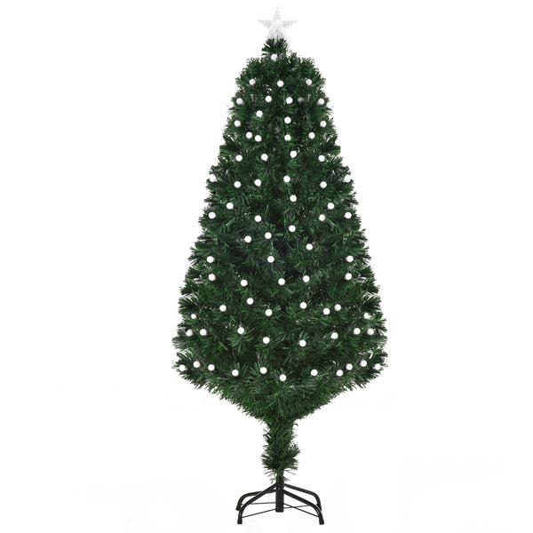 Albero di Natale Artificiale 150 cm 170 Rami con Luci LED e Fibre Ottiche Colorate Verde prezzo