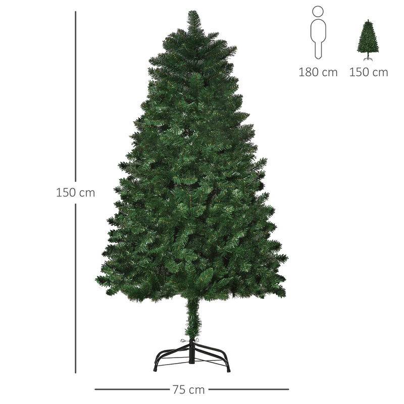 Albero di Natale Artificiale 150 cm 454 Rami Verde-3