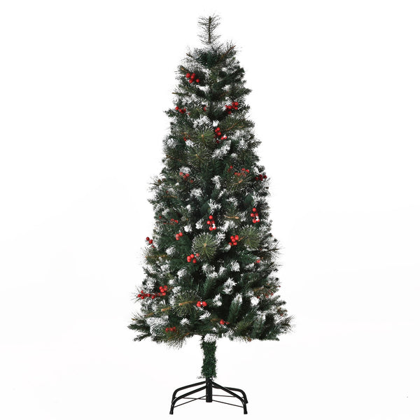 acquista Albero di Natale Artificiale Innevato 150 cm 360 Rami con Bacche Verde