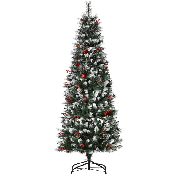 sconto Albero di Natale Artificiale Innevato 180 cm 539 Rami con Bacche Verde