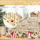 Calendario dell'Avvento  45x10x31 cm 24 Cassetti a Forma di Slitta e Luci a LED in Legno-5