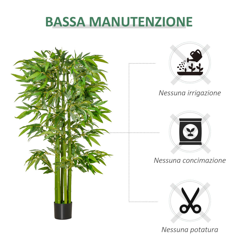 Pianta Artificiale di Bambù H140 cm con Vaso Verde