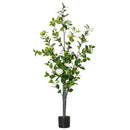 Pianta Artificiale Albero Camelia H150 cm con Vaso Verde e Bianco-1