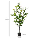 Pianta Artificiale Albero Camelia H150 cm con Vaso Verde e Bianco-3