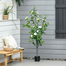 Pianta Artificiale Albero Camelia H150 cm con Vaso Verde e Bianco-4