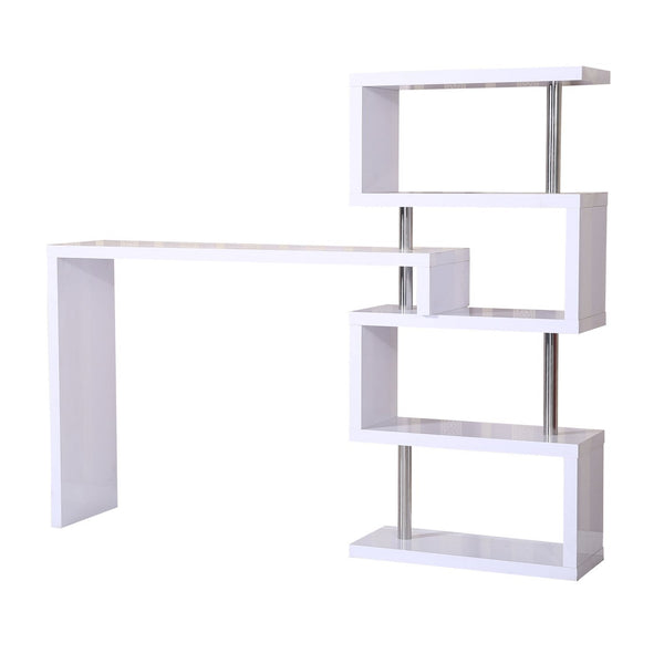 Tavolo Bancone Bar con Scaffale a 4 Ripiani Bianco 150x80x164.5 cm prezzo