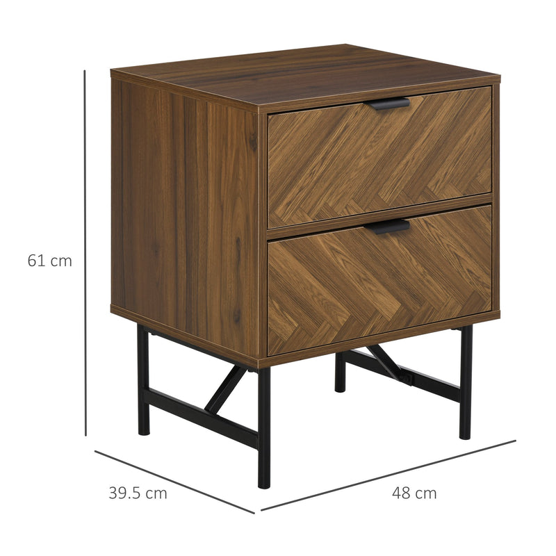 Comodino 2 Cassetti 48x39,5x61 cm in Legno Noce-3