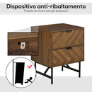 Comodino 2 Cassetti 48x39,5x61 cm in Legno Noce-4