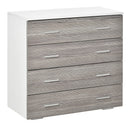 Cassettiera 4 Cassetti con Maniglie in Alluminio e Struttura in Legno 76x35x72 cm Bianco Grigio-1