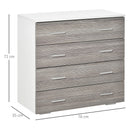 Cassettiera 4 Cassetti con Maniglie in Alluminio e Struttura in Legno 76x35x72 cm Bianco Grigio-3