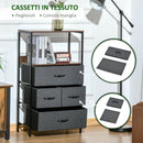 Cassettiera Multiuso con 4 Cassetti in Tessuto 58x29x103 cm Marrone-5