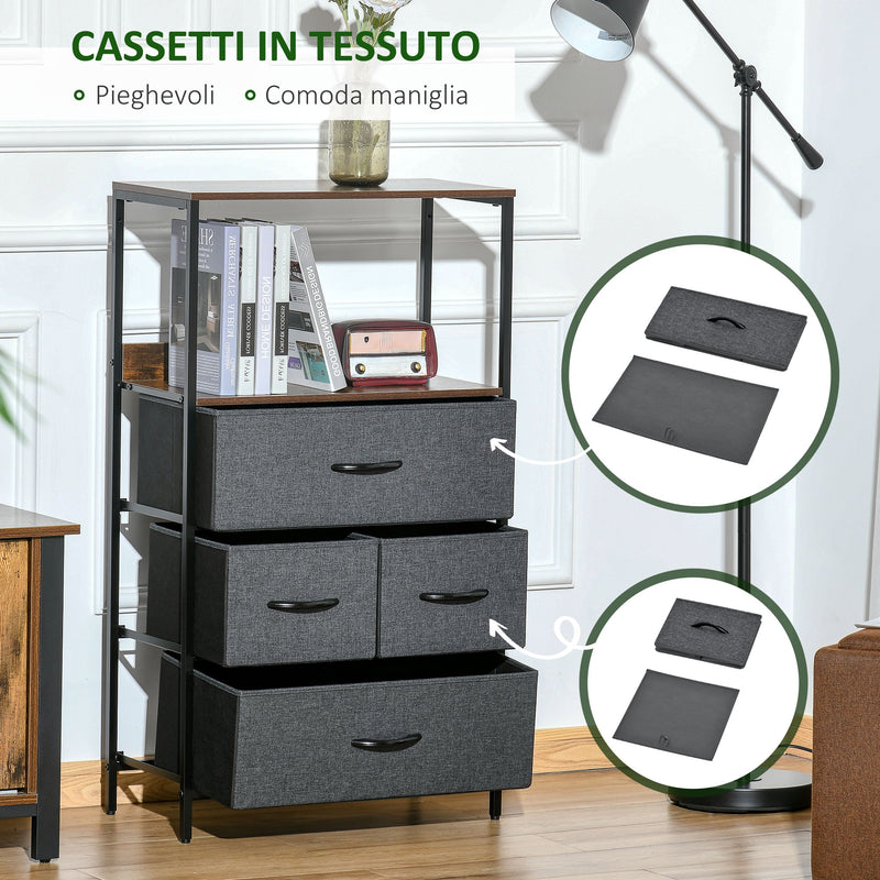 Cassettiera Multiuso con 4 Cassetti in Tessuto 58x29x103 cm Marrone –  acquista su Giordano Shop