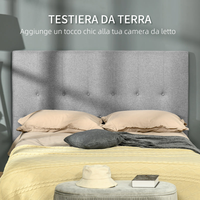 Testiera Letto Matrimoniale 160x7x120 cm in Tessuto Effetto Lino Trapuntata  a Bottoni Grigia – acquista su Giordano Shop