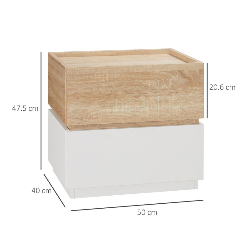 Comodino con 2 Cassetti 35x31x49,5 cm in Legno Massello e MDF Fumer Teo  Bianco – acquista su Giordano Shop