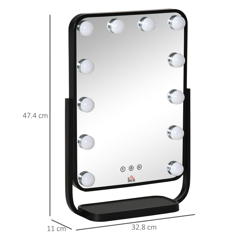 Specchio da Tavolo con LED 32,8x11x47,4 cm per Trucco Make up Nero –  acquista su Giordano Shop