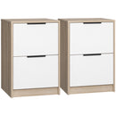 Set 2 Comodini 2 Cassetti 40x40x60 cm in Legno Truciolare Bianco-1