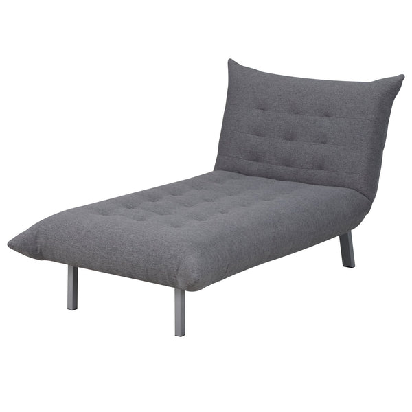 sconto Poltrona Chaise Longue Letto 2 in 1 in Tessuto di Lino Grigio 80x153x84 cm