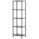 Libreria Scaffale 5 Ripiani in Metallo Nero 51x36x175 cm -1