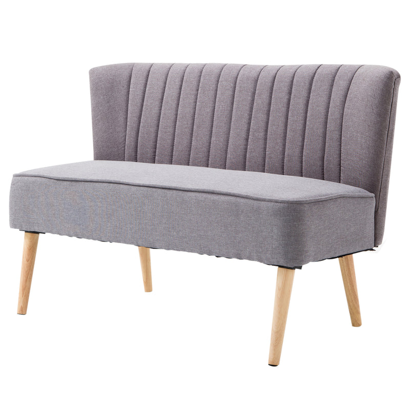 Divano 2 Posti Stile Nordico Grigio Chiaro 117x56.5x77 cm -2