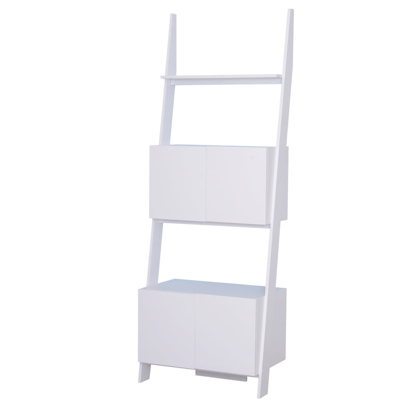 Libreria Scaffale 3 Ripiani 2 Armadietti Design Moderno in Legno Bianco 70x40x195 cm -1