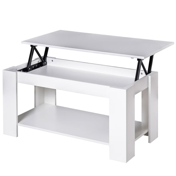 Tavolino da Soggiorno con Ripiano Rialzabile in Legno Bianco 100x50x63 cm online