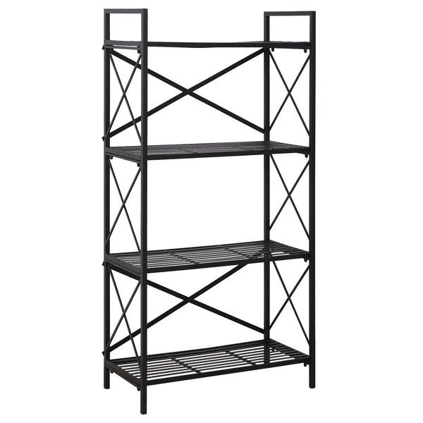 acquista Libreria Scaffale Versatile a 4 Ripiani Stile Industriale Nero 80x40x160 cm