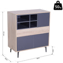 Credenza Mobile da Soggiorno in Legno Naturale e Grigio Scuro -7