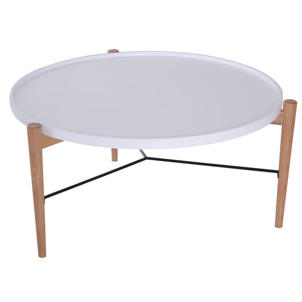 Tavolino da Caffè Moderno Rotondo in Legno e Acciaio Bianco 90x45 cm online