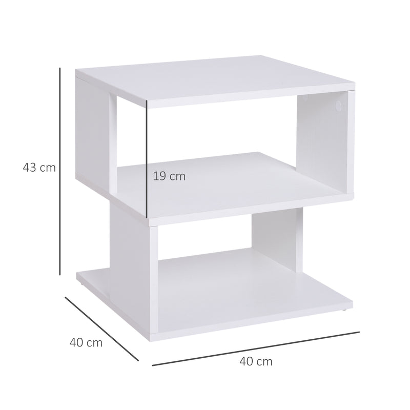 Tavolino da Caffè 2 Ripiani Design Moderno Legno Bianco 40x40x43 cm -3