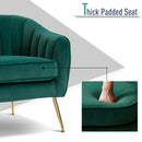 Poltona Imbottita in Velluto 71x72x73 cm Gambe in Metallo  Verde-3