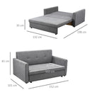 Divano Letto 2 Posti 152x101x81 cm in Tessuto Grigio-3