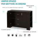 Credenza 2 Ante 3 Cassetti 3 Ripiani 120x38x84 cm in Legno  Marrone Scuro-5