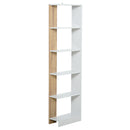 Libreria 5 Ripiani 45x21x170 cm  Bianco e Rovere-1