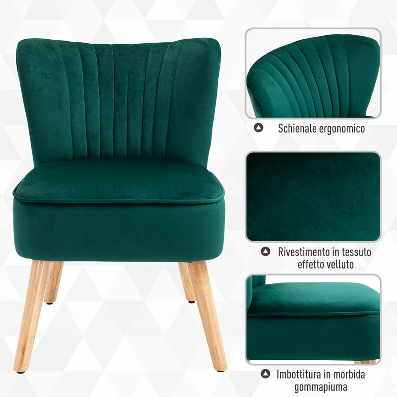 Sedia Imbottita 57x68x76 cm in Tessuto  Verde-5