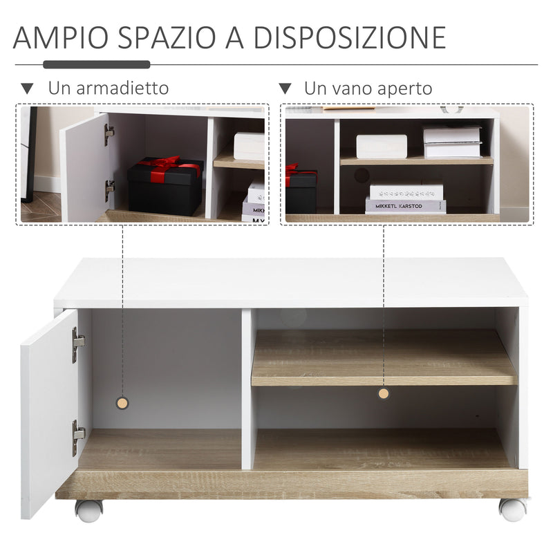 Carrello Porta TV 1 Anta 80x45x39,5 cm in Legno truciolare Bianco