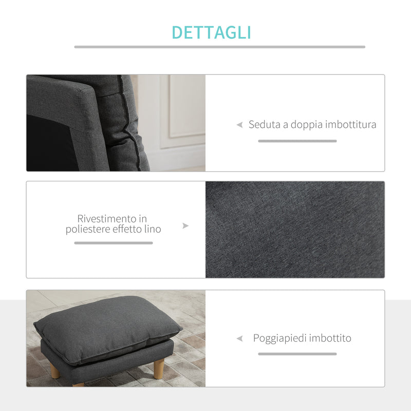 Poltrona Relax Reclinabile con Pouf Poggiapiedi 74x100x94 cm in Tessuto  Grigio Chiaro – acquista su Giordano Shop