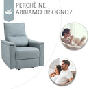 Poltrona Relax Reclinabile Manuale in Tessuto Grigio-Verde-7