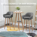 Set 2 Sgabelli da Bar 55x48x100 cm in Tessuto Grigio-4