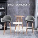 Set 2 Sgabelli da Bar 55x48x100 cm in Tessuto Grigio-6