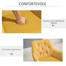 Poltroncina Imbottita 70x66,5x82 cm in Tessuto Effetto Velluto Giallo-5